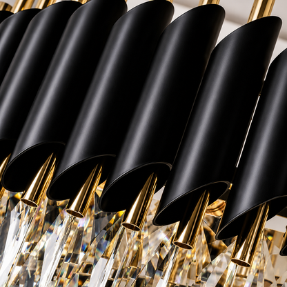 Luxury Black Gold Pipe RGB Crystal Chandelier (400mm)