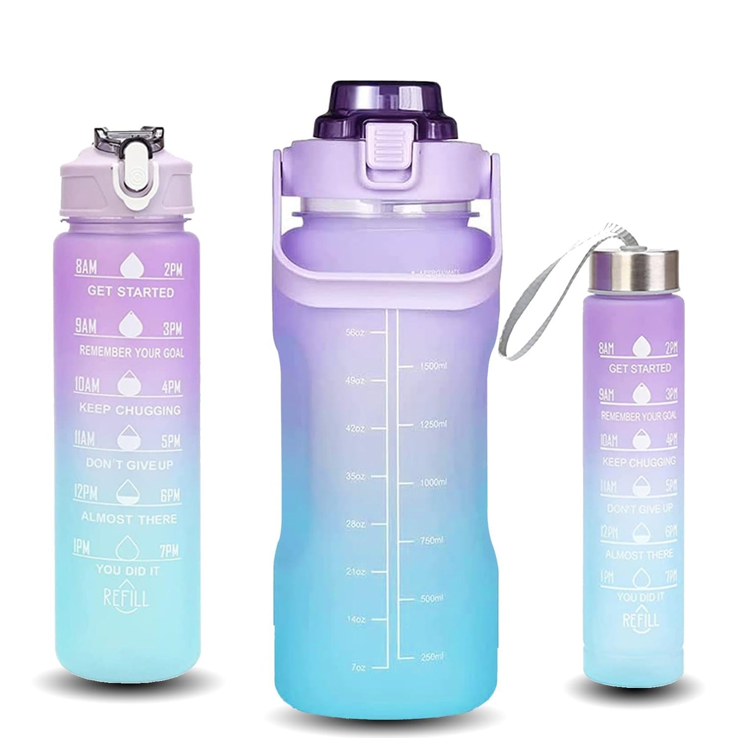 3 Pcs set motivational water bottle combo with positive quotes(Multicolor)